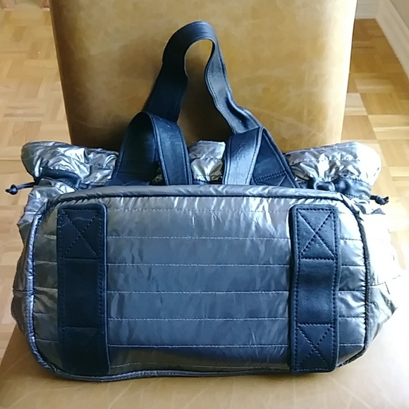 Kooba silver metallic puffer puffy quilted shoulder bag tote - Picture 4 of 12